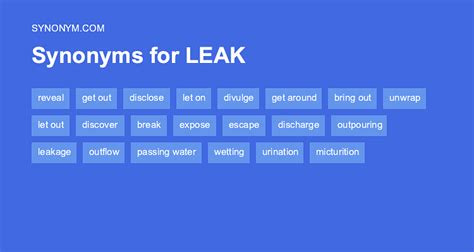 leaked synonym|leak synonym.